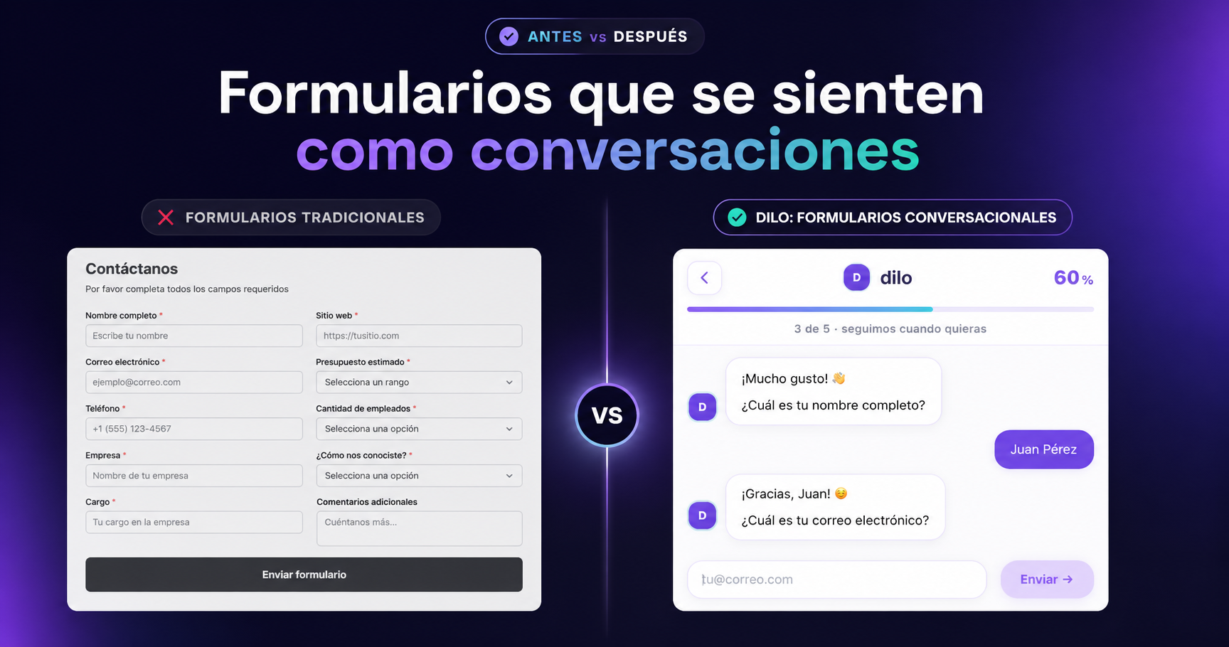 Formulario tradicional vs conversacional